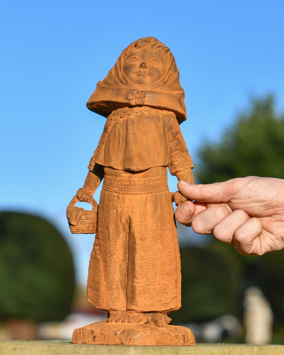 Scale Shot Rustic Cast Iron Girl With Basket  Scale Shot Rustic Cast Iron Girl With Basket