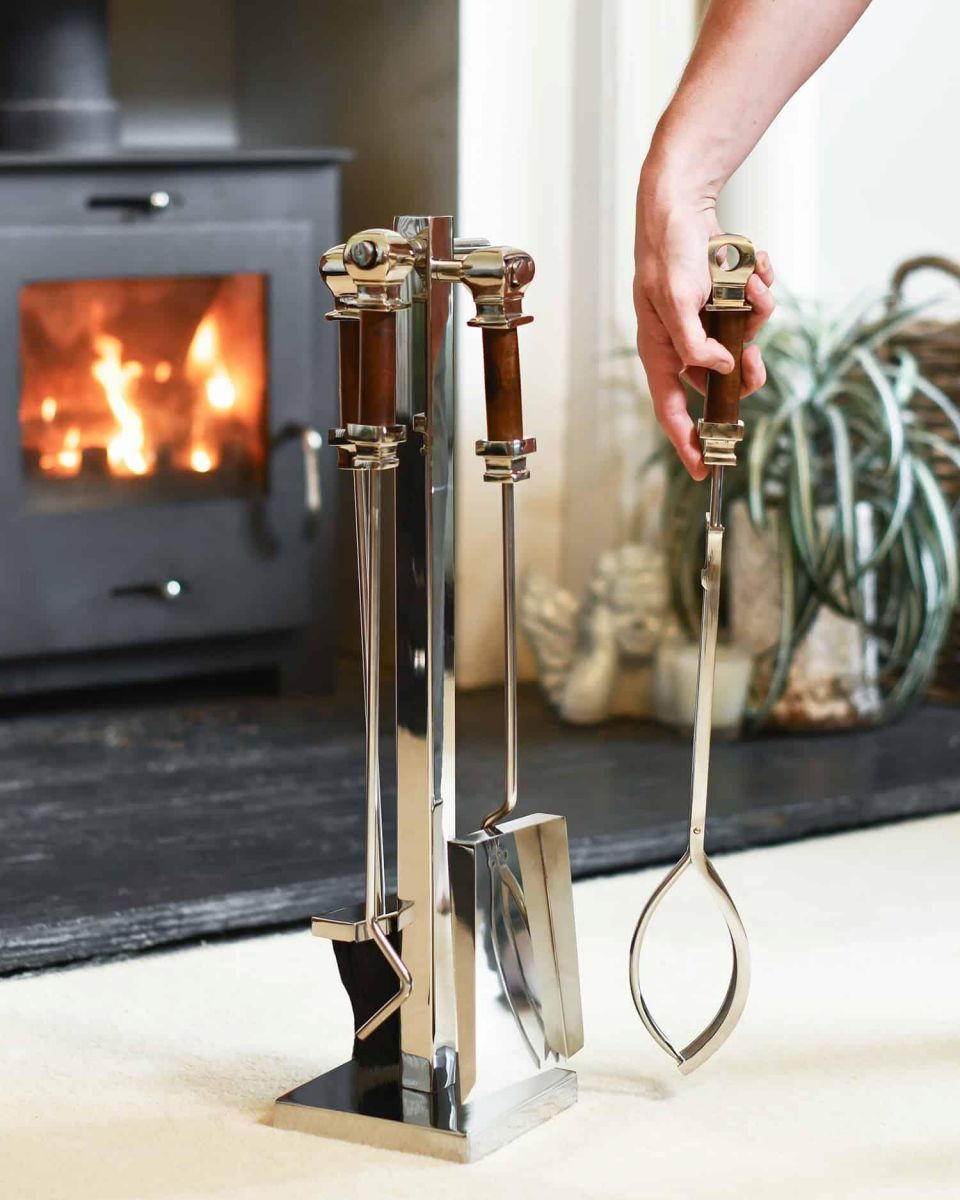 Scale Shot of "Malborough" Stainless Steel and Wooden Companion Set 62cm