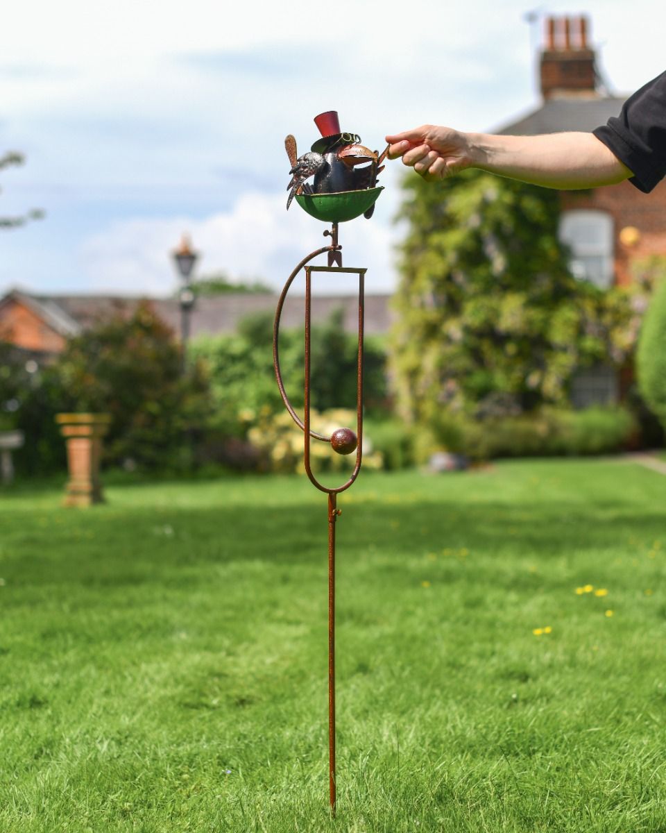 Metal "Whimsical Bird" Balancing Garden Spike