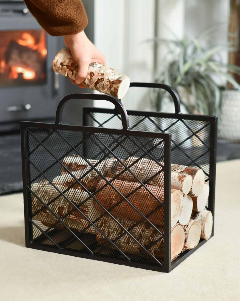 Scale Shot of Contemporary "Diamond" Design Log Holder