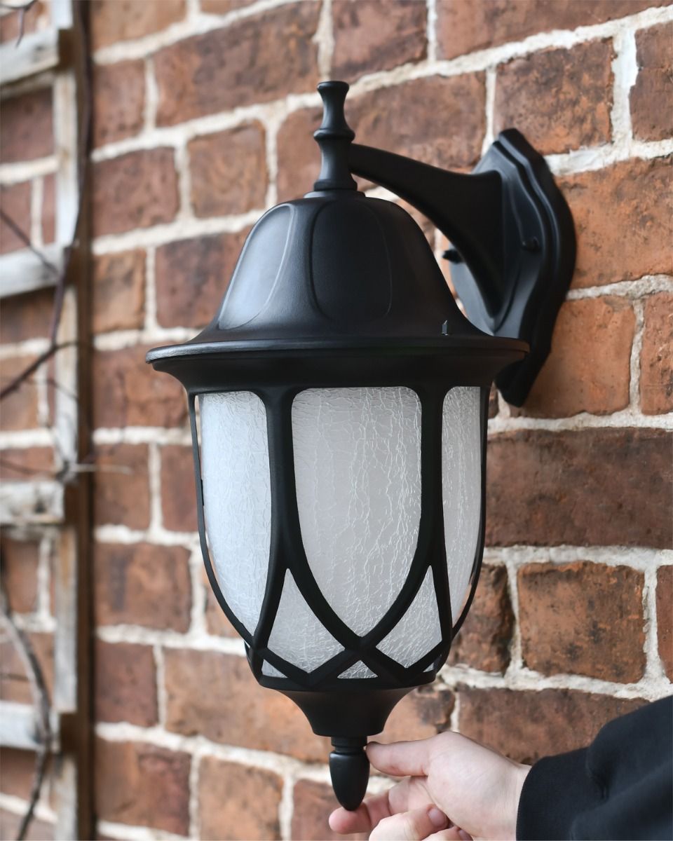 Scale Shot of Traditional "Icy Splendor" Top Fix Wall Lantern 