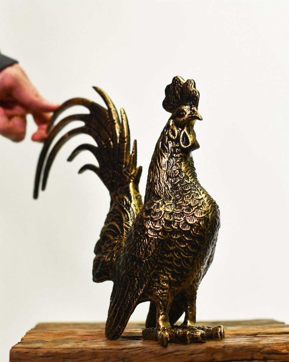 Brushed Gold Rooster Garden Sculpture Brushed Gold Rooster Garden Sculpture