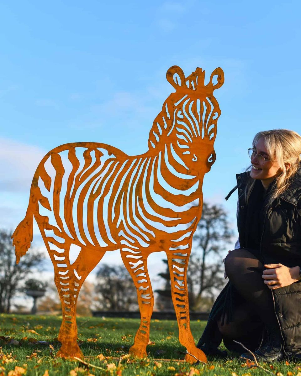 Scale Shot of Sheet Steel Rustic Zebra Garden Silhouette - 125cm