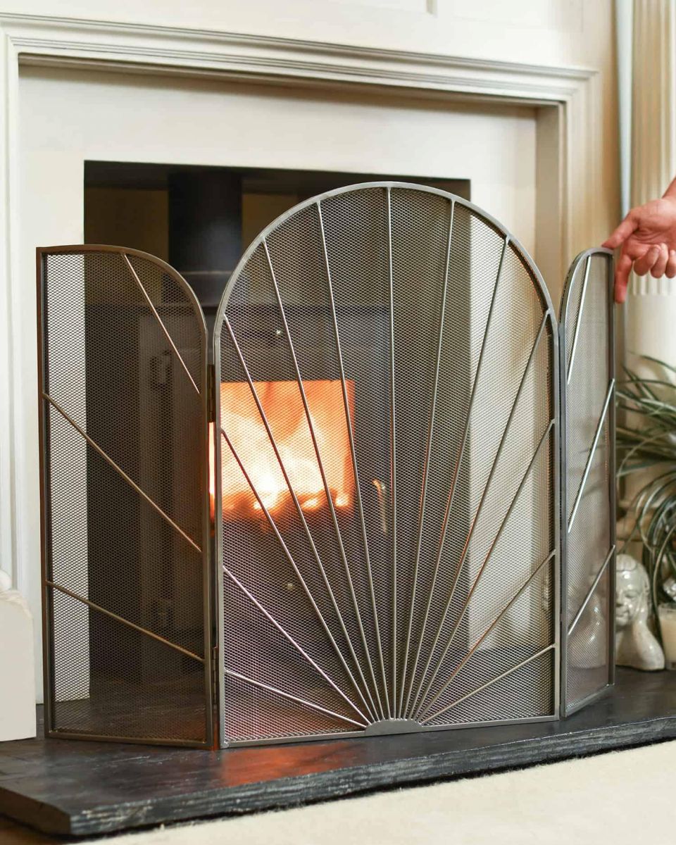 Scale Shot of Silver "Art Deco" Three-Fold Fireguard Scale Shot of Silver "Art Deco" Three-Fold Fireguard