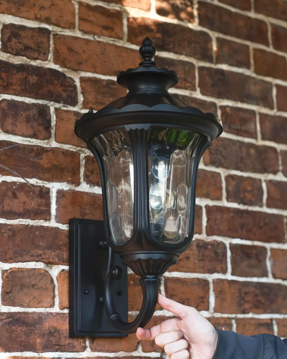 Scale Shot of Traditional Black Aluminium Ornate Victorian Lantern - 54cm