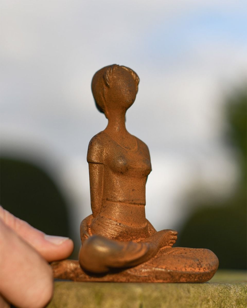 Rustic Cast iron Crossed Legged Woman Garden Sculpture 