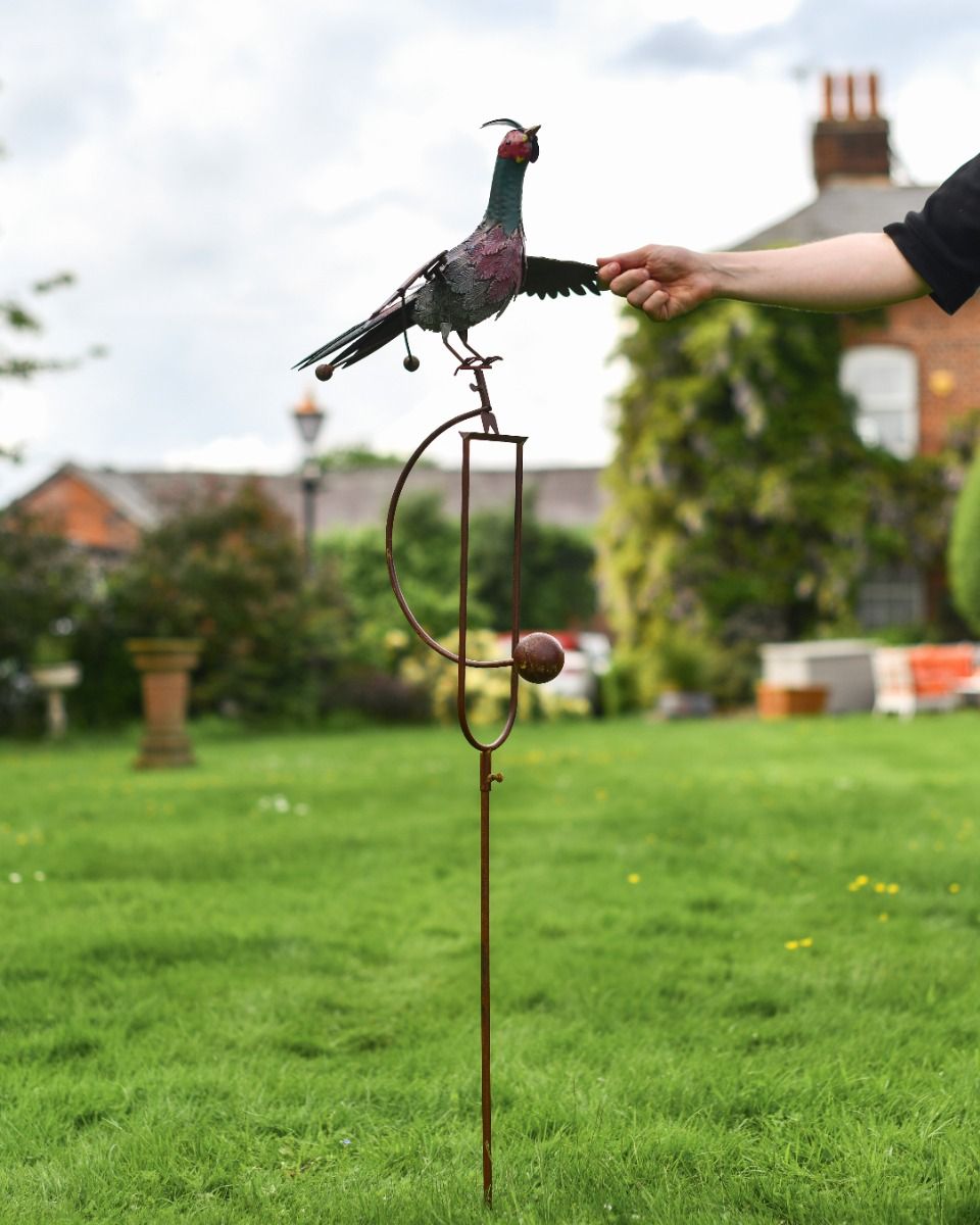 Rustic Hand Painted Recycled Metal Pheasant 