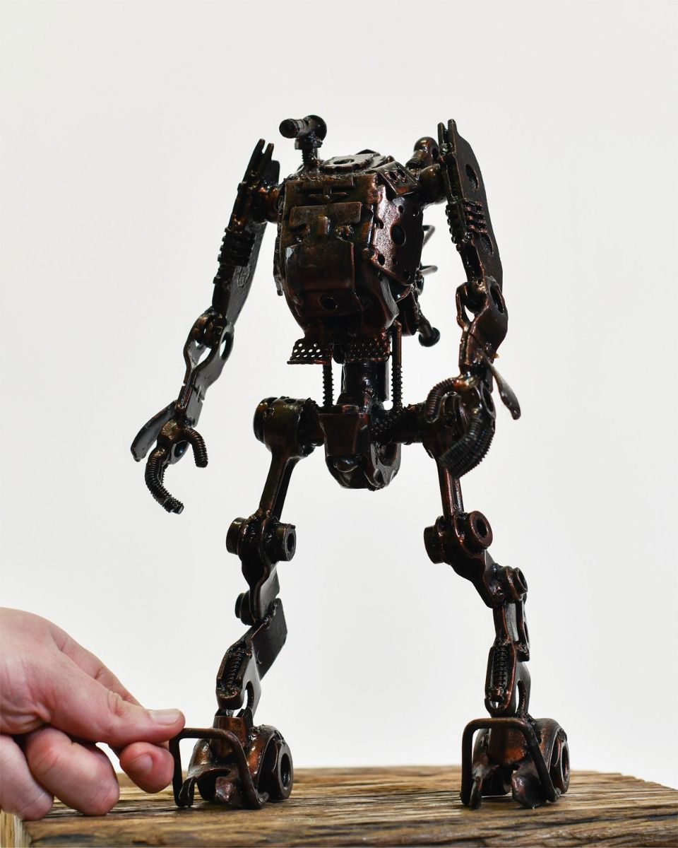 Scale Shot Recycled Metal Parts "Pilot Robot" Ornament 