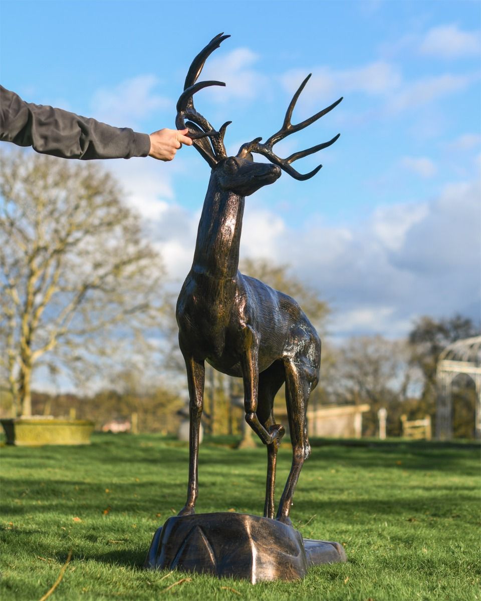 "Herschel" Stag On Rock Sculpture Scale Shot 