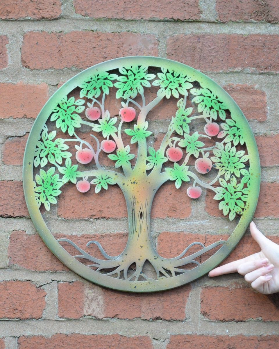 Scarlet Bounty Silhouette Garden Wall Art to scale with hand in shot