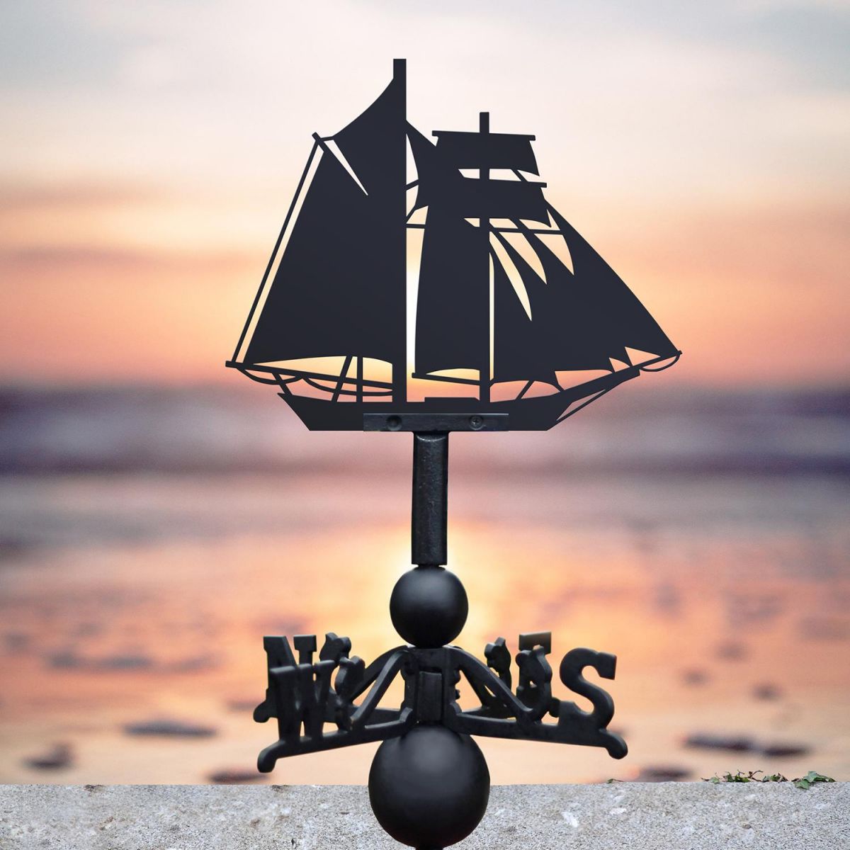 Schooner Topsail Ship Weathervane in Use by the Sea