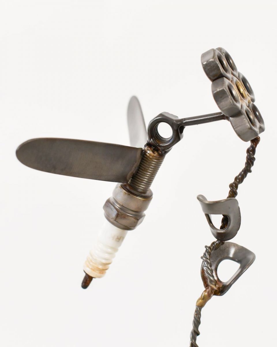 Close up of Spark Plug Hummingbird Recycled Metal Ornament bird Close up of Spark Plug Hummingbird Recycled Metal Ornament bird