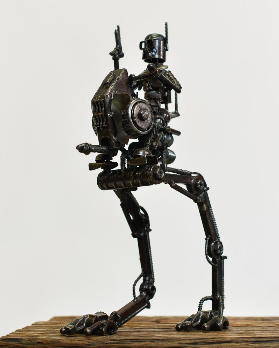 Recycled Metal Parts Alien Walker Ornament 