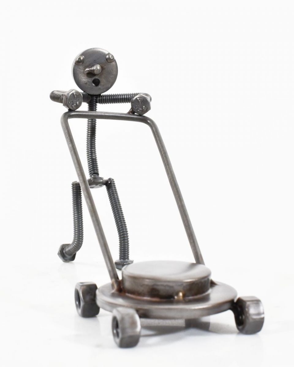 Mowing Scrap Metal Sculpture front view