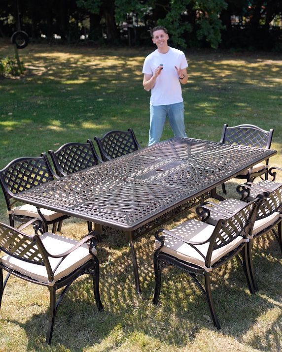 The "Highgrove" 8-Seater Luxury Garden Dining Set - Antique Copper