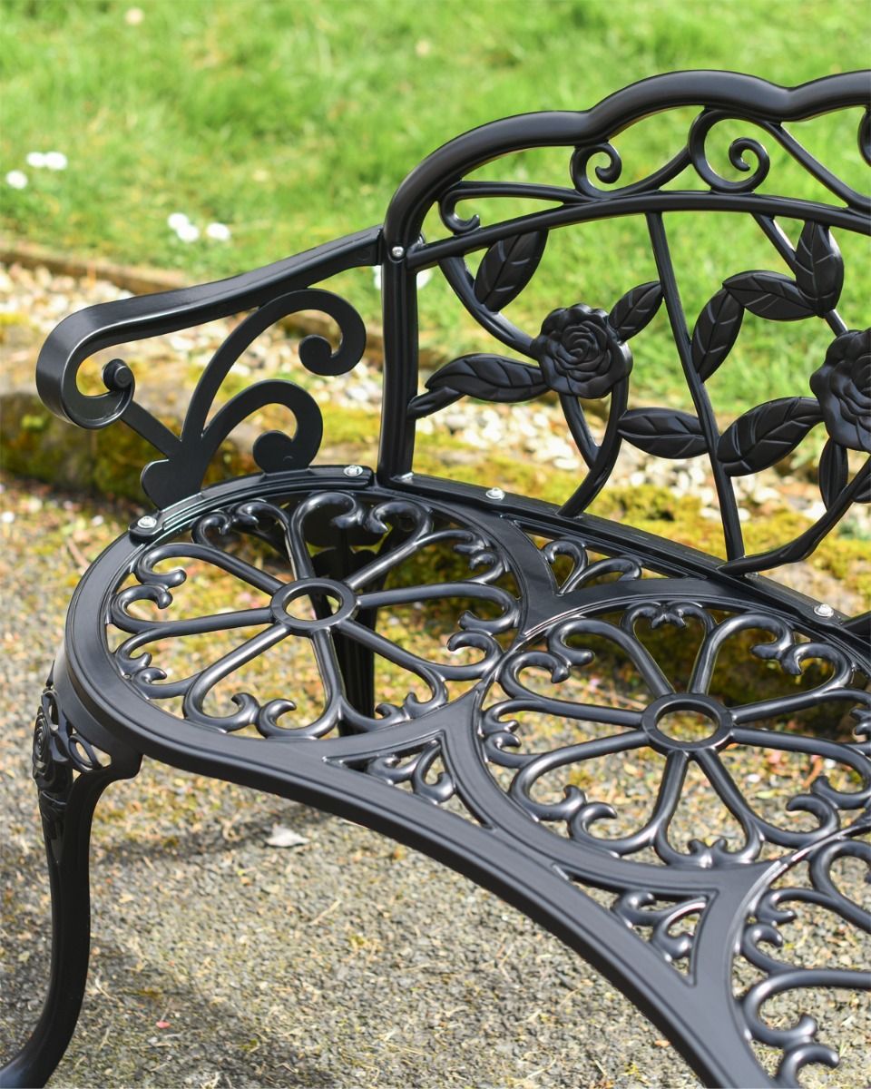 Close Up of Decorative Metal Bench 