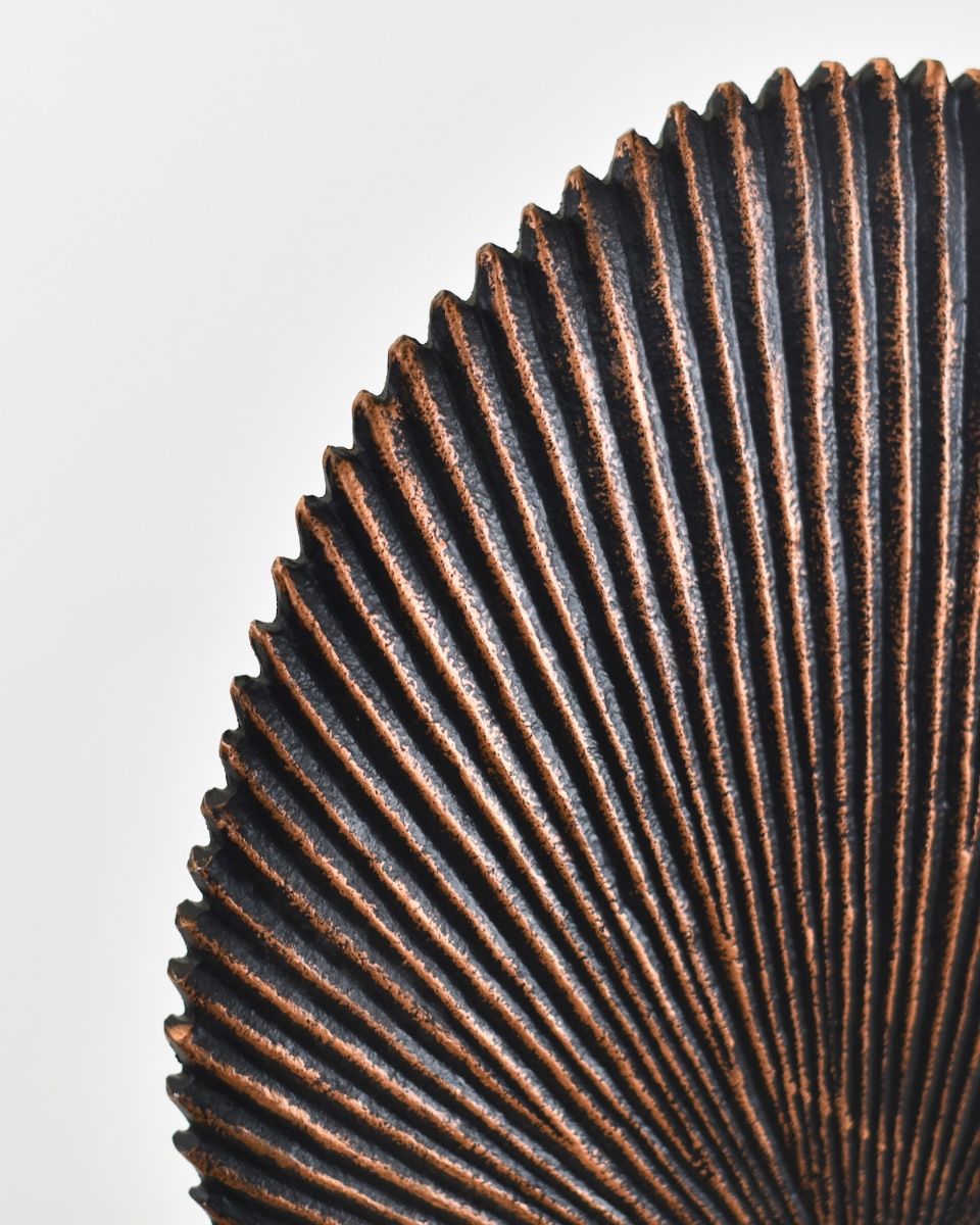 Seashell Inspired Cast Aluminium Home Sculpture dpleated detailing