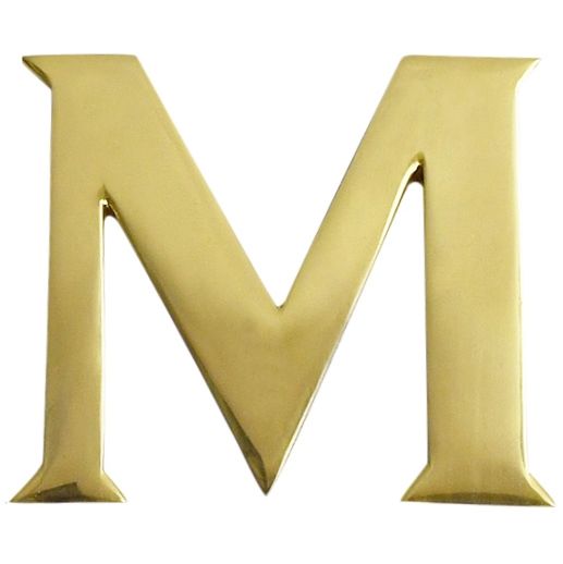 Polished Brass Self Adhesive Letter M