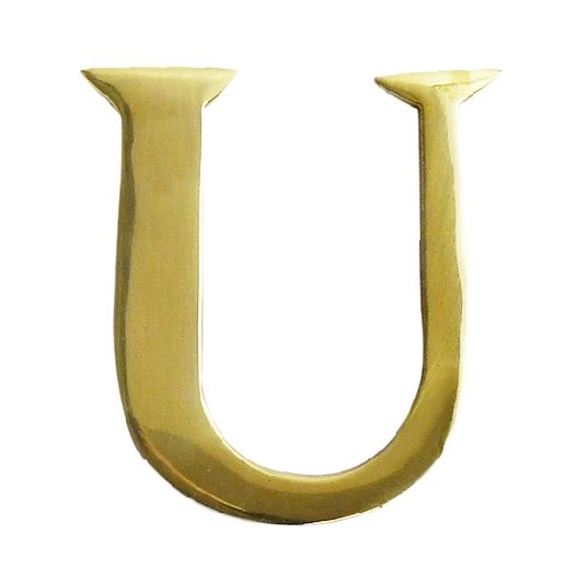 Polished Brass Self Adhesive Letter U