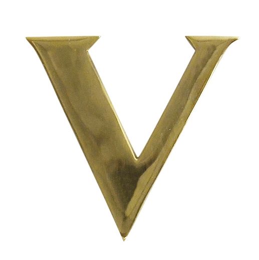 Polished Brass Self Adhesive Letter V