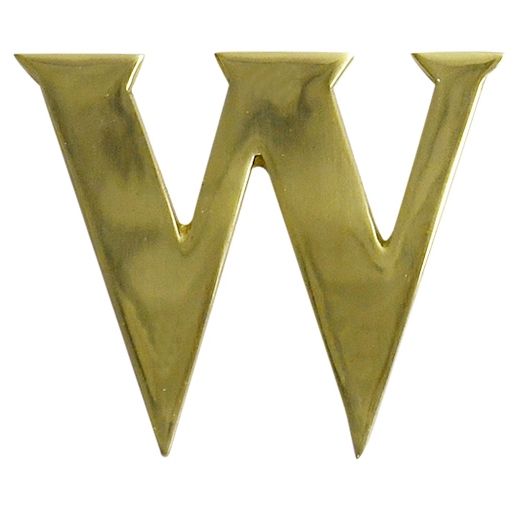 Polished Brass Self Adhesive Letter W