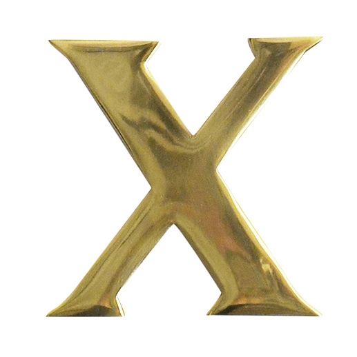 Polished Brass Self Adhesive Letter X