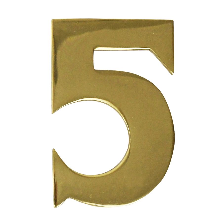 Polished Brass Self Adhesive Number 5