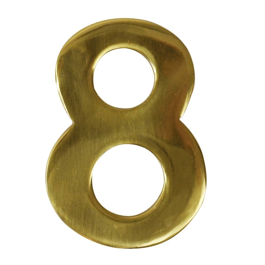 Polished Brass Self Adhesive Number 8