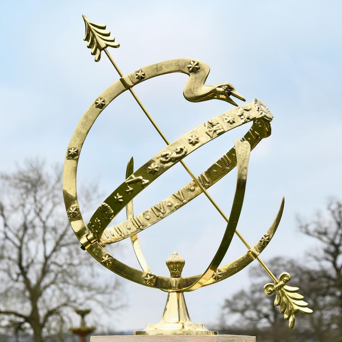 Serpent Armillary in Use Outdoors in the Garden