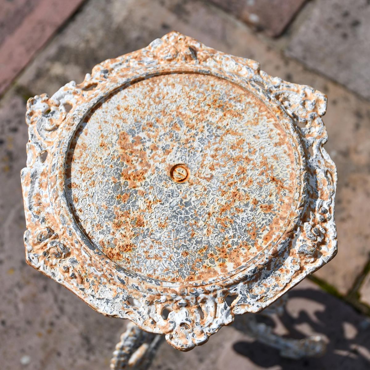 Close-up of the top of the Rustic Cream Top of the Table  Close-up of the top of the Rustic Cream Top of the Table