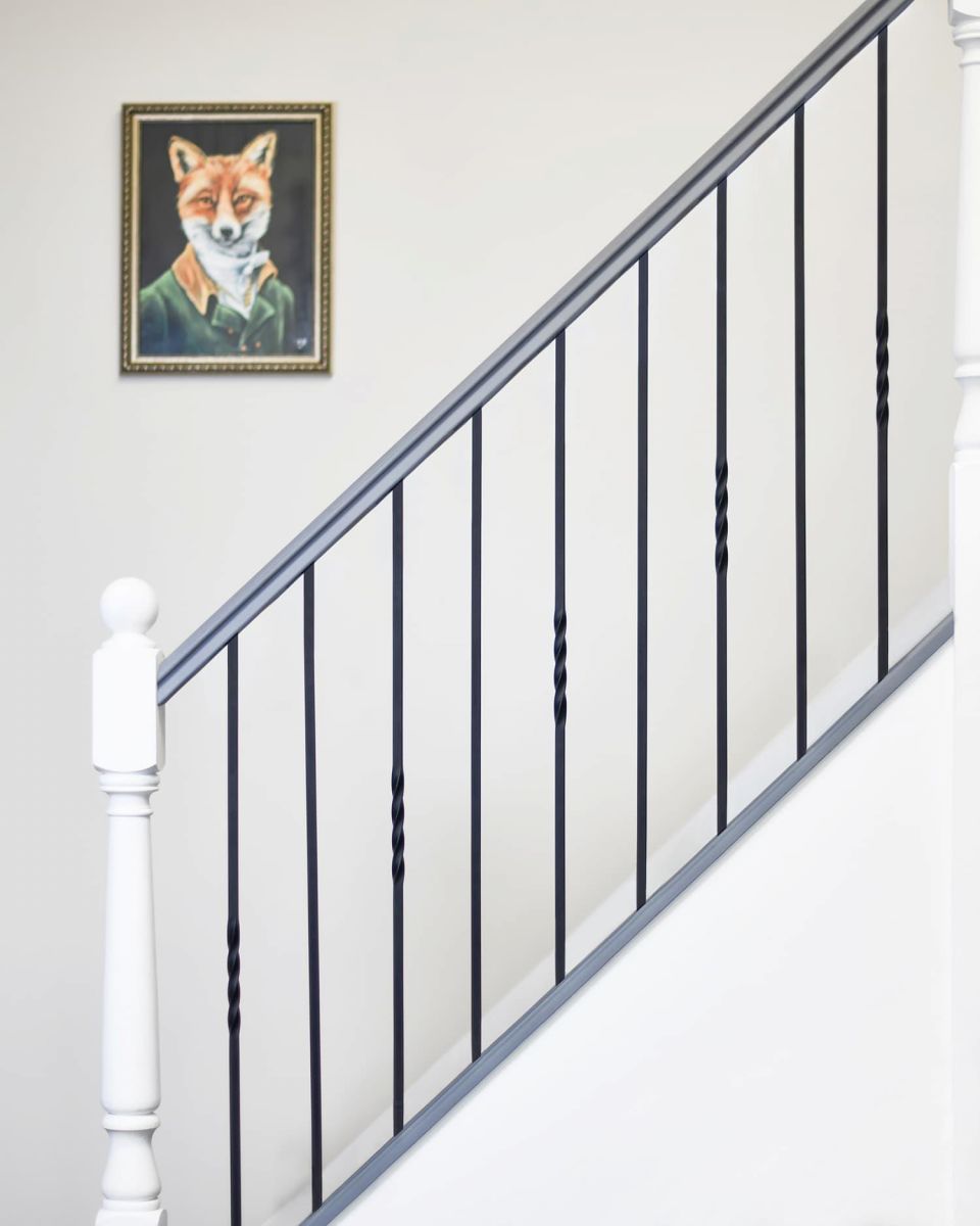 Set of 2 Matte Black "Enfield" Stair Spindles - Pattern 1 - Spindle ONLY - No Brackets in Situ