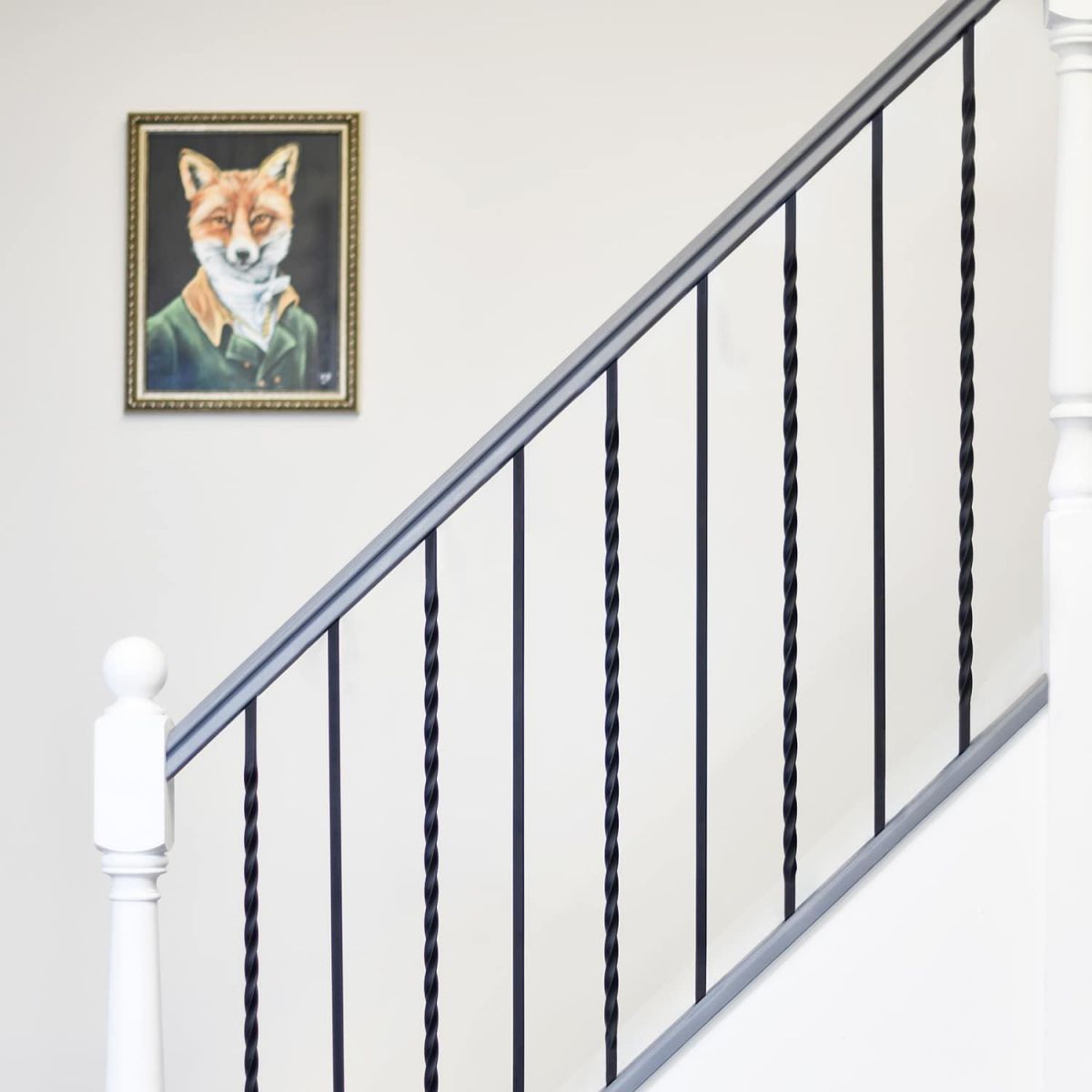 Set of 2 Matte Black "Enfield" Steel Stair Spindles - Pattern 11 - Spindle ONLY - No Brackets