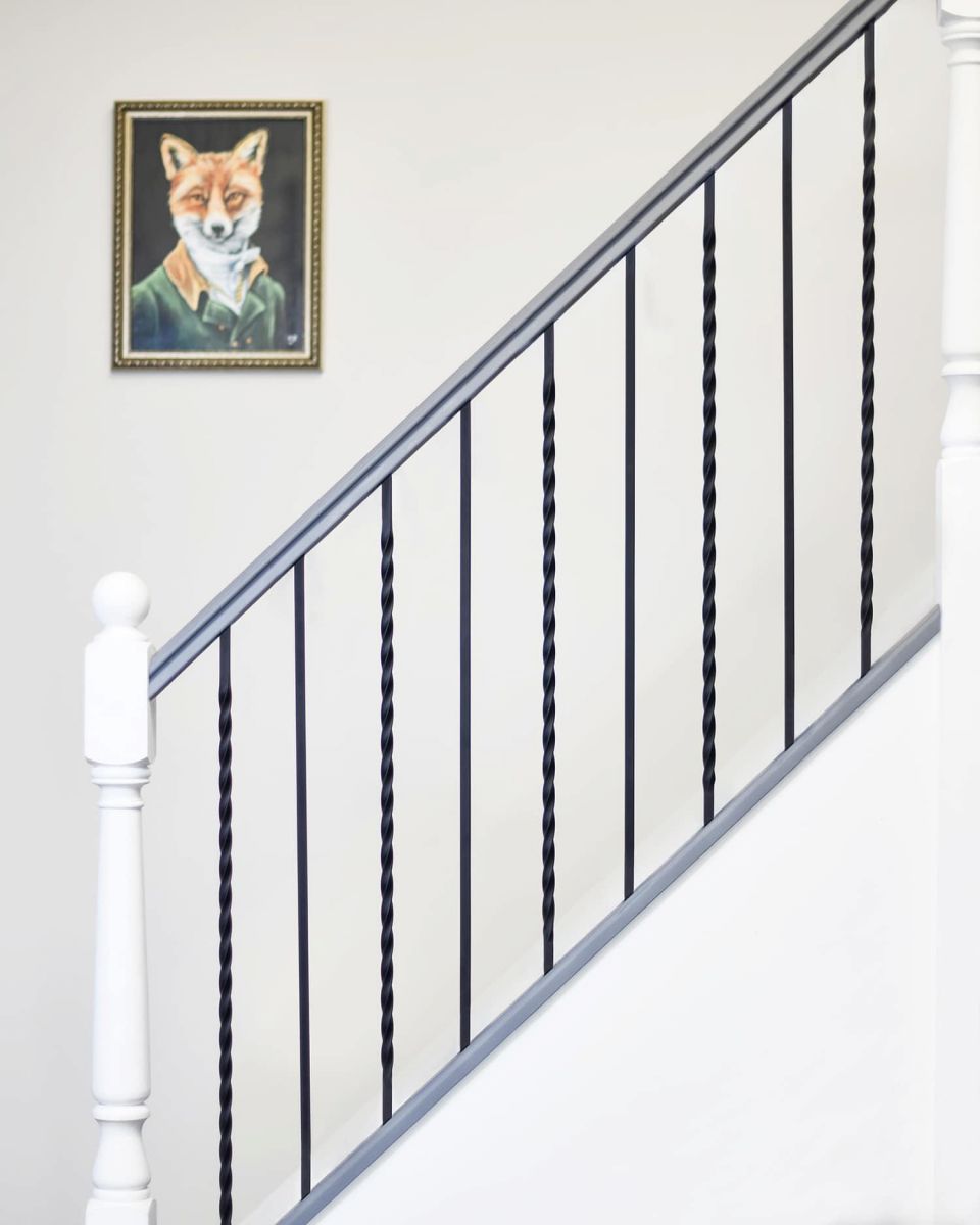 Set of 2 Matte Black "Enfield" Steel Stair Spindles - Pattern 11 - Spindle ONLY - No Brackets in Situ
