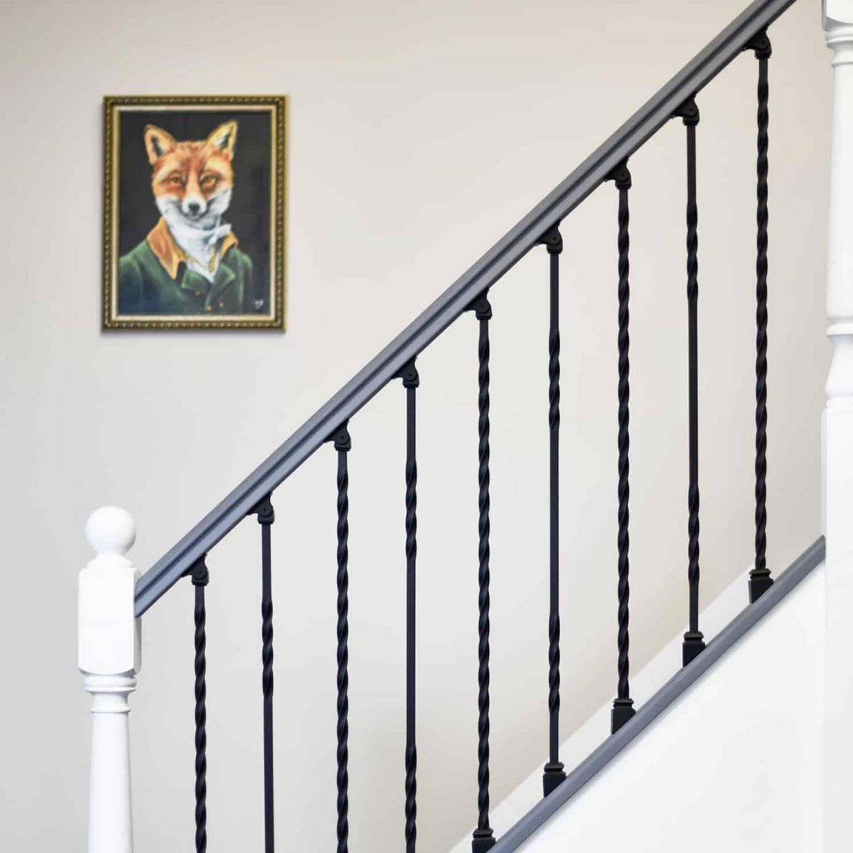 Set of 2 Matte Black "Enfield" Steel Stair Spindles - Pattern 12