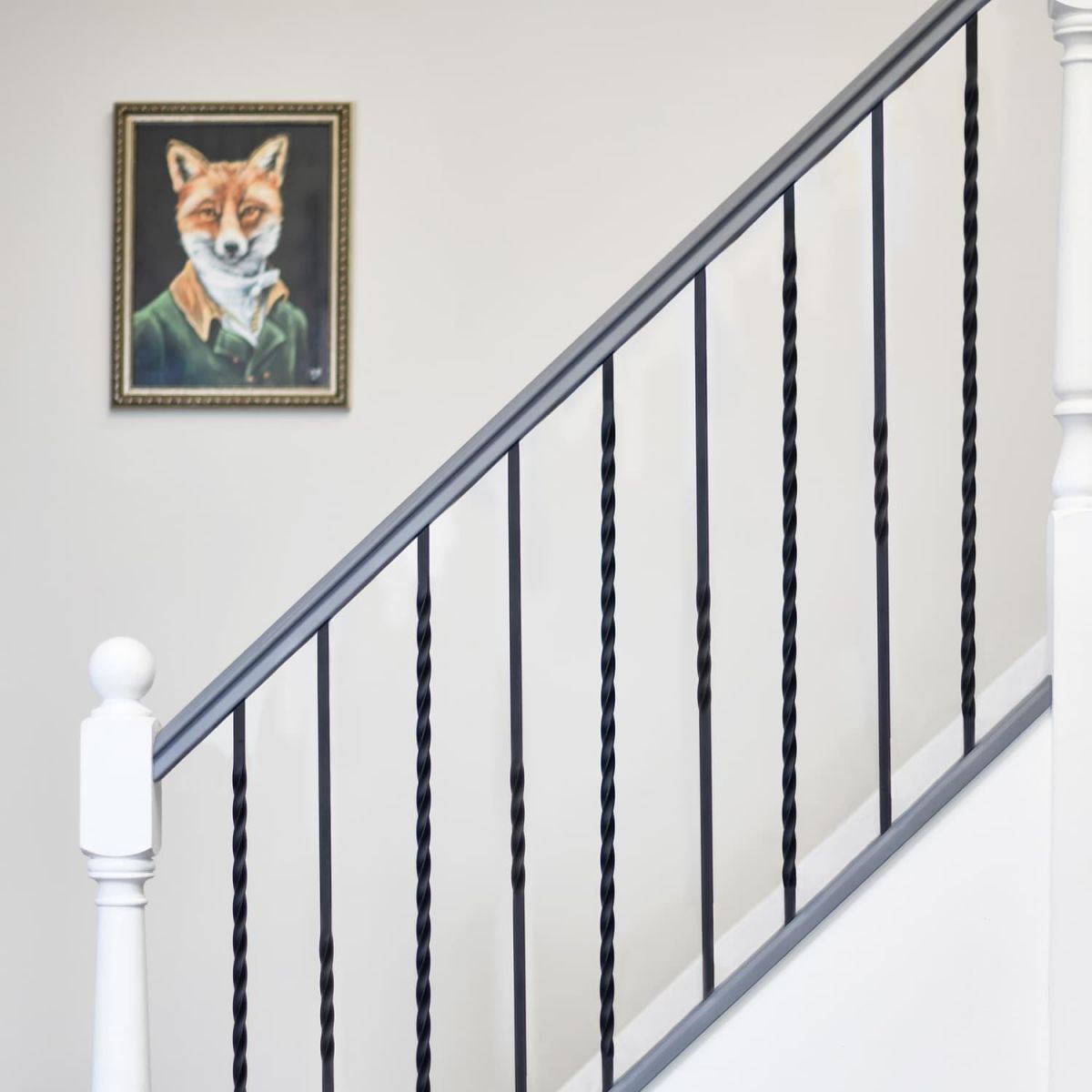 Set of 2 Matte Black "Enfield" Steel Stair Spindles - Pattern 15 - Spindle ONLY - No Brackets