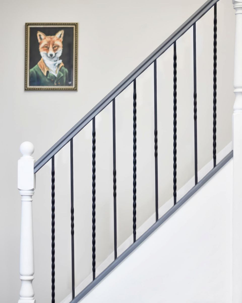 Set of 2 Matte Black "Enfield" Steel Stair Spindles - Pattern 15 - Spindle ONLY - No Brackets in Situ