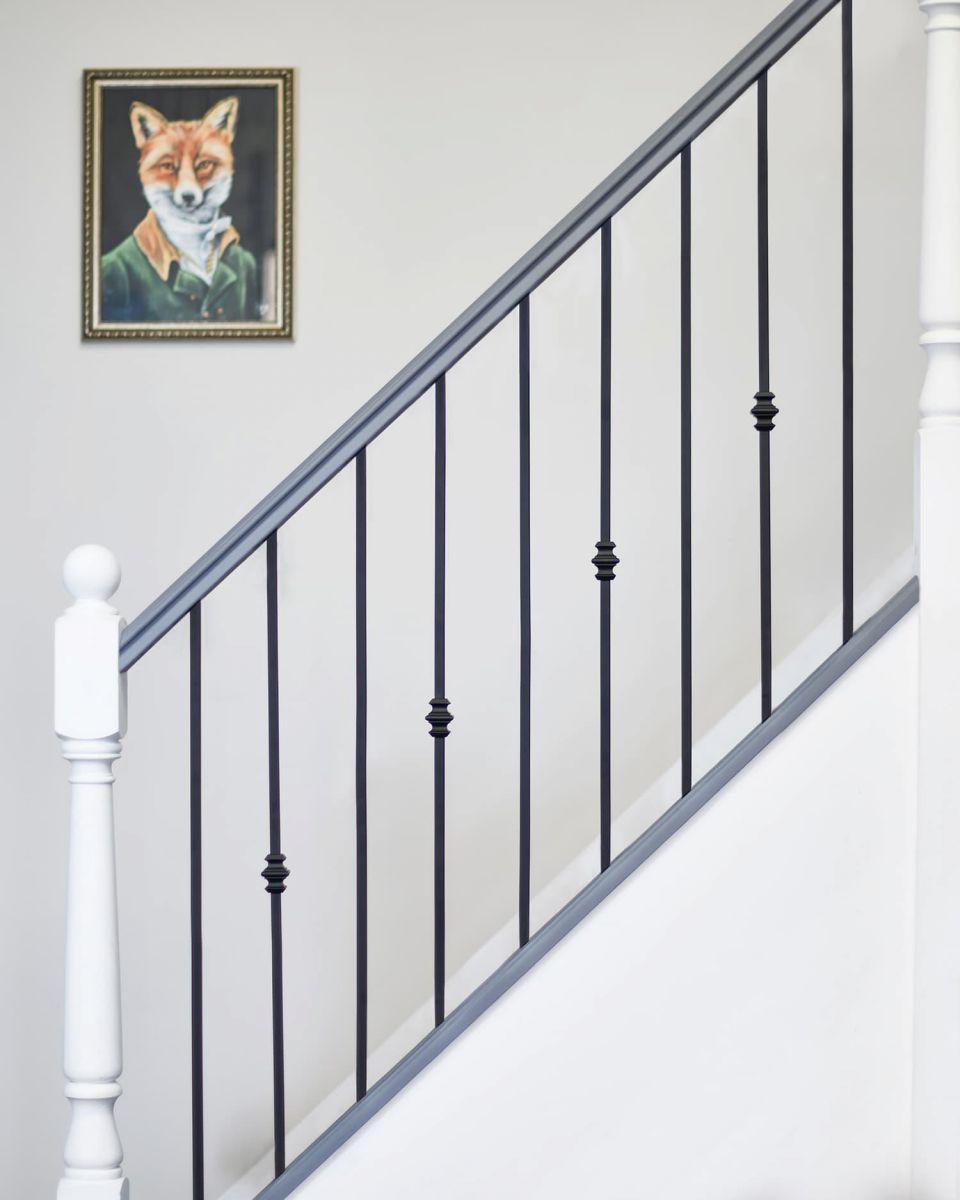 Set of 2 Matte Black "Enfield" Steel Stair Spindles - Pattern 8 - Spindle ONLY - No Brackets in Situ