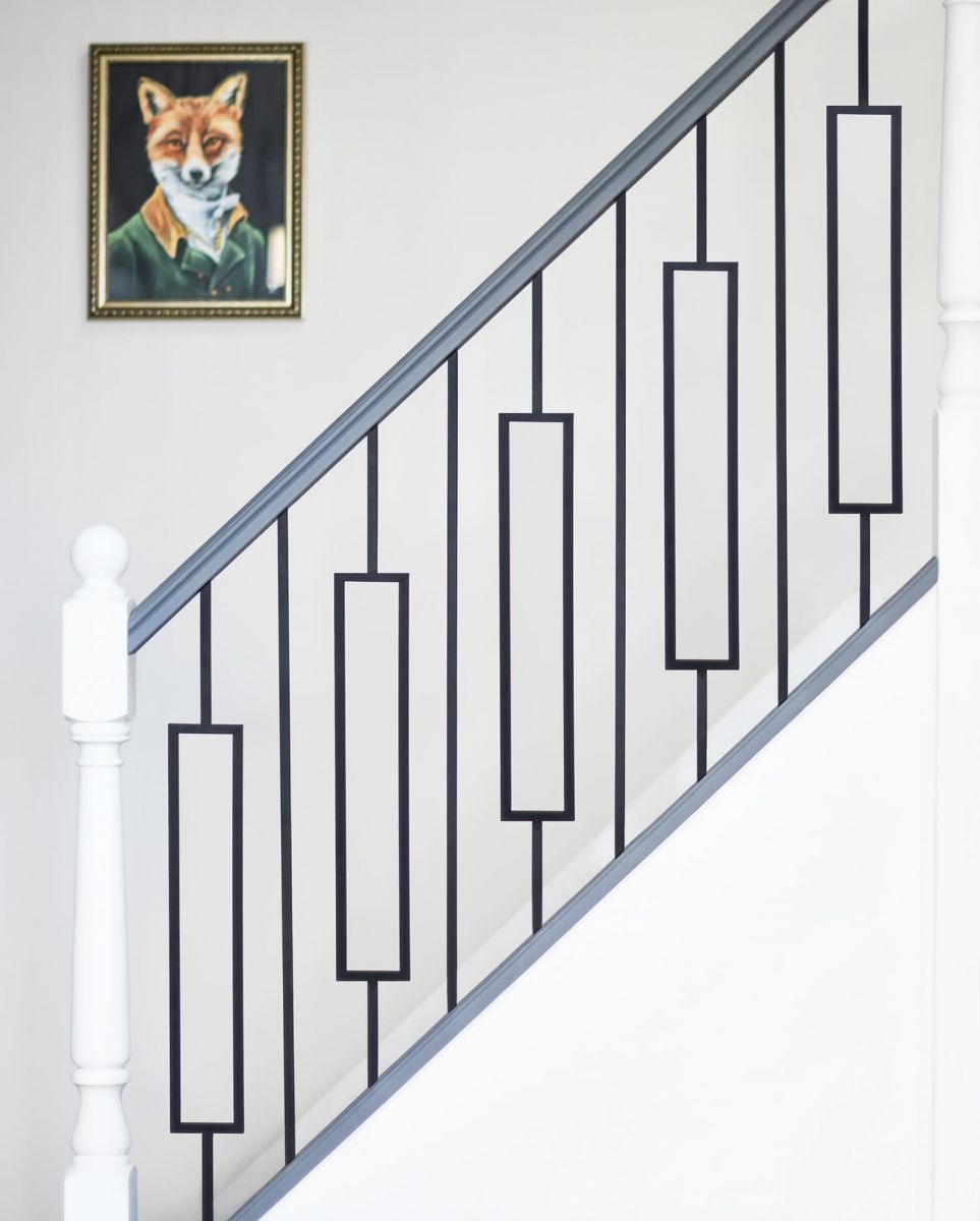 Set of 2 Matte Black "Enfield" Steel Stair Spindles - Pattern 10 - Spindle ONLY - No Brackets in Situ