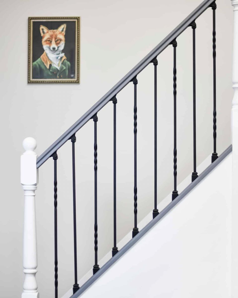 Matte Black "Enfield" Straight & Double Twist Stair Spindles