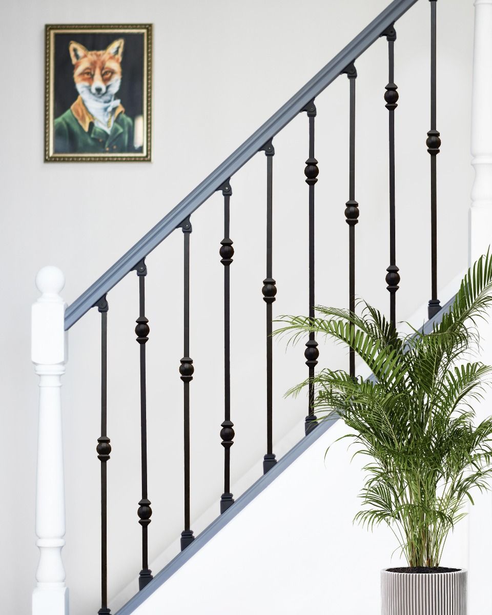 Set of 2 Matte Black "Garthleigh" and "Westford" Steel Stair Spindles