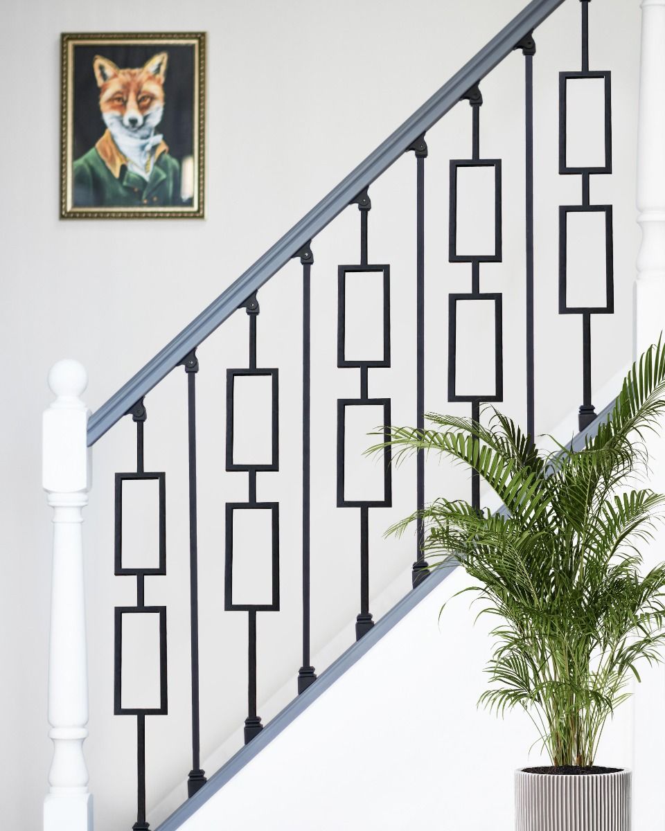 Set of 2 Matte Black "Opulenza" and "Enfield" Steel Stair Spindles 