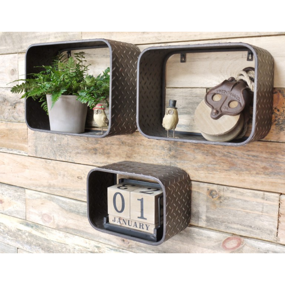 Set of 3 Industrial Shelves in Situ Set of 3 Industrial Shelves in Situ