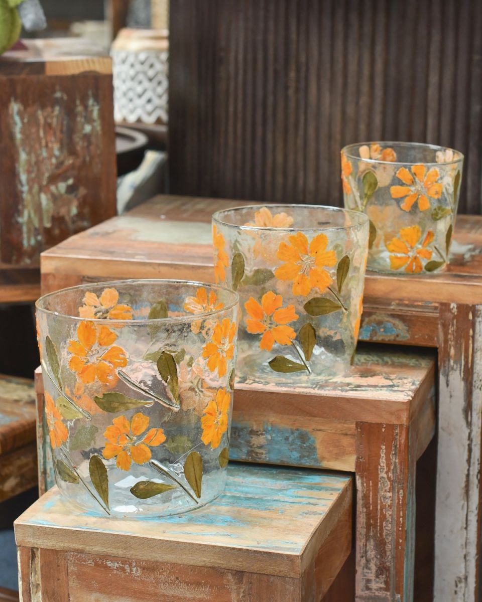 All three sizes of handpainted mosaic jar