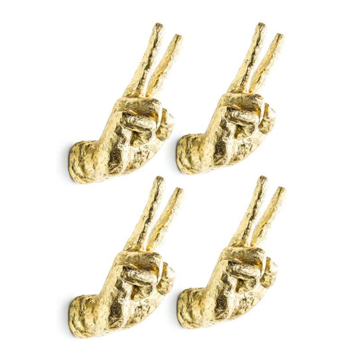 Set of Four Hand Wall Art Finished in Gold