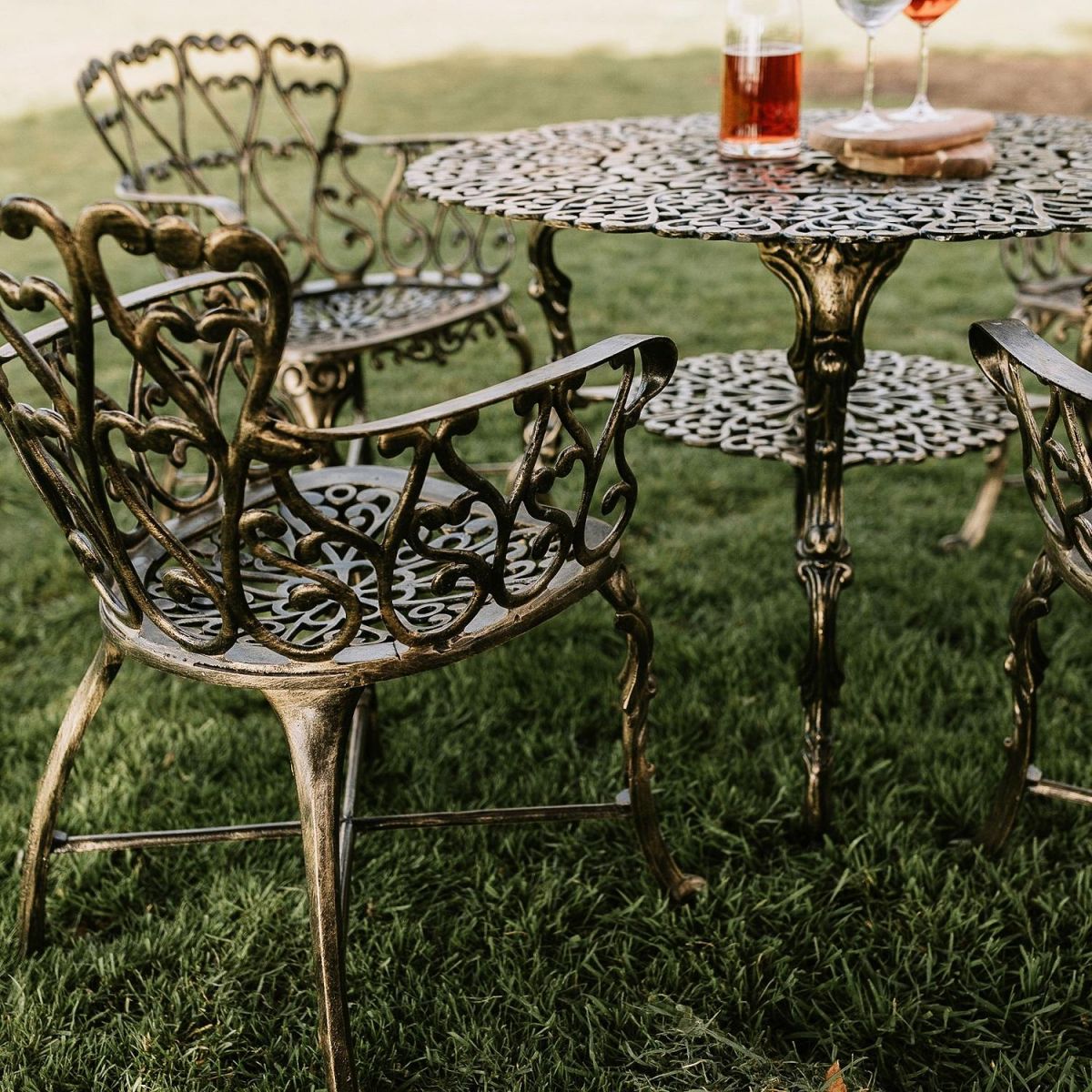 Brushed Gold "Edworth Manor" Table & Chair Set 