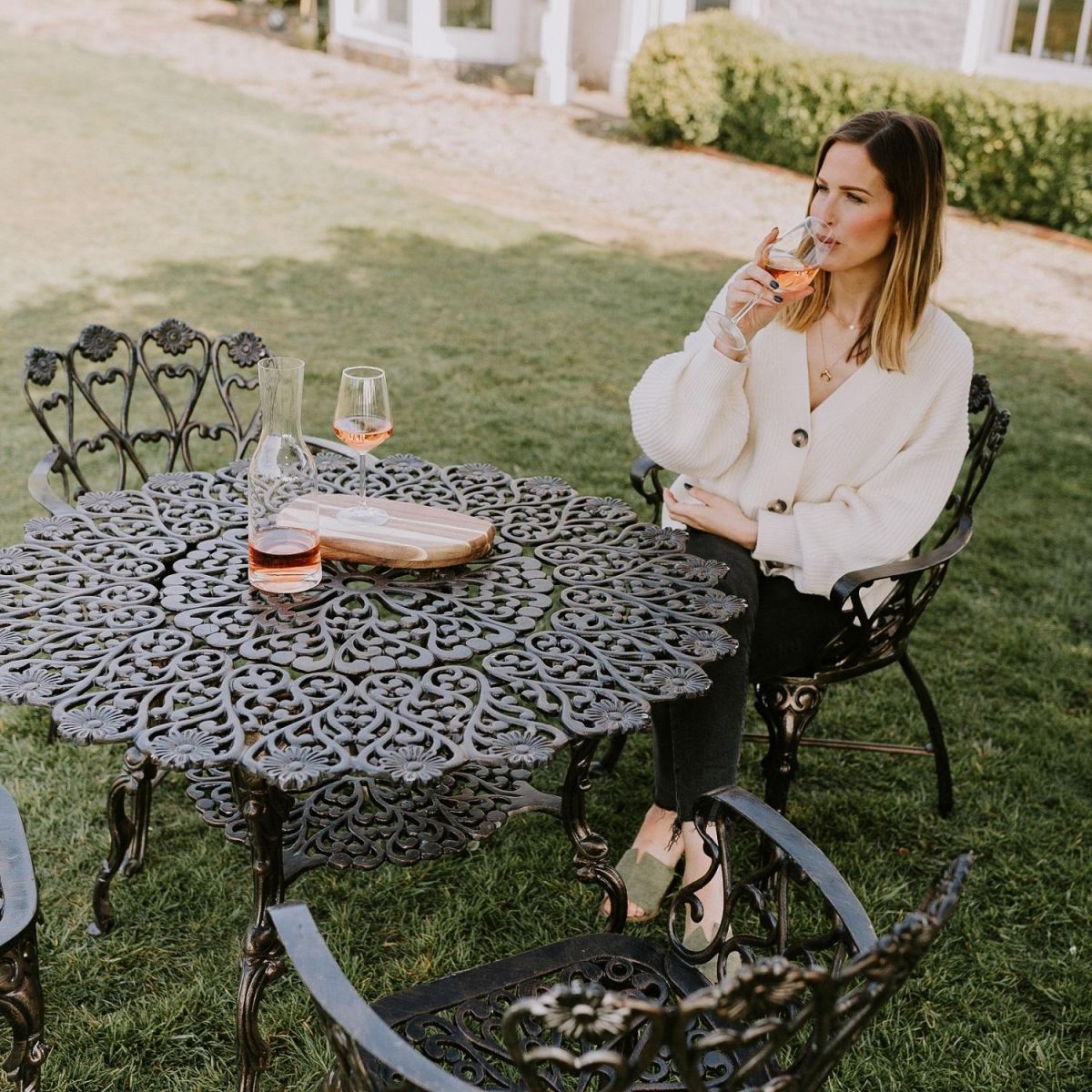 Antique Bronze "Wootton House" Four Seat Dining Set in Garden  Antique Bronze "Wootton House" Four Seat Dining Set in Garden