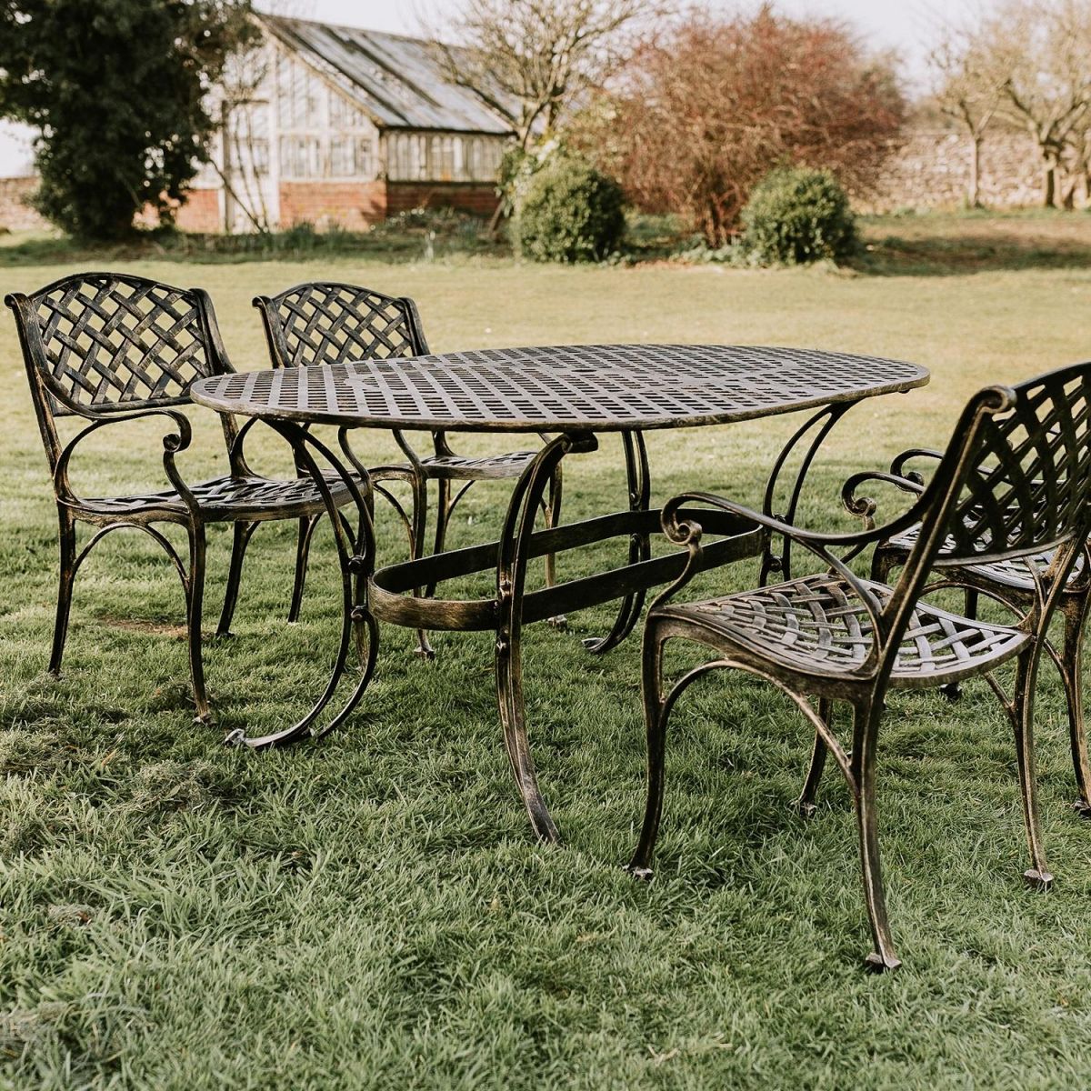 Brushed Gold "Chigwell" Oval Patio Set Brushed Gold "Chigwell" Oval Patio Set