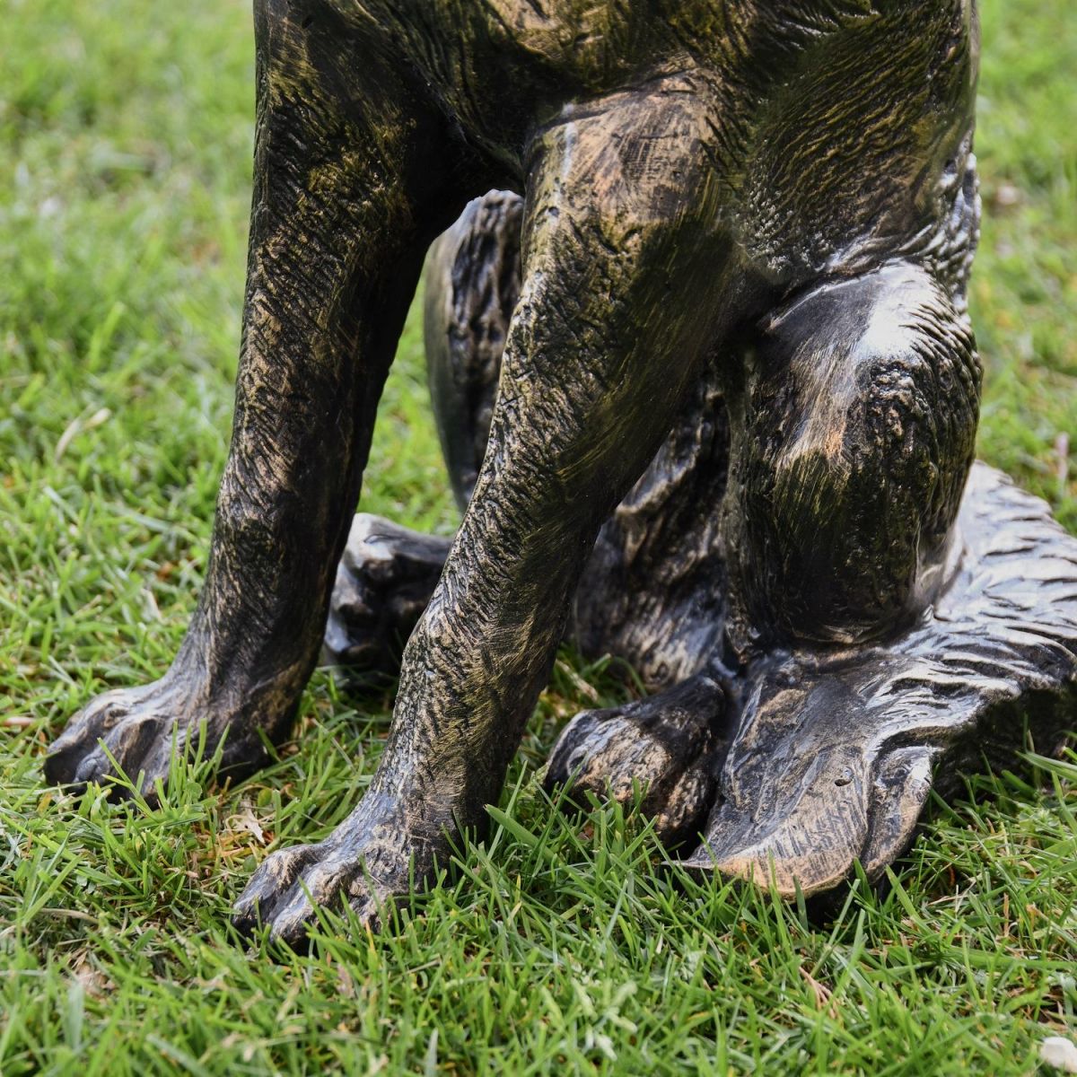 Close up of Feet and Tail on Sitting Fox Sculpture 