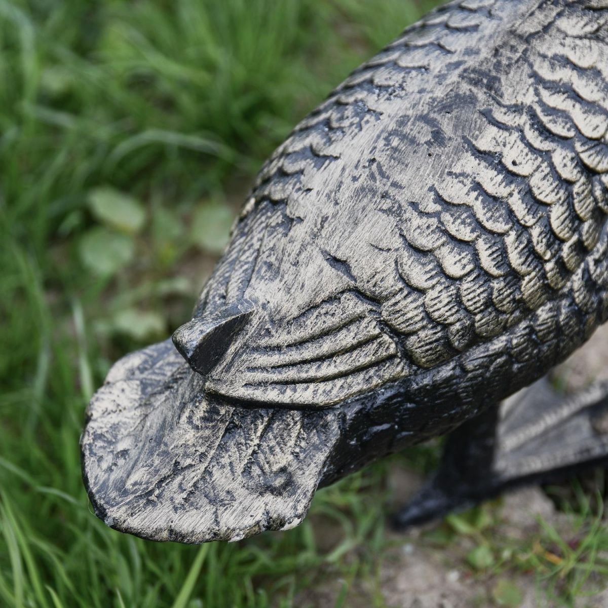 Tail Feathering on Brushed Gold Goose Sculpture 