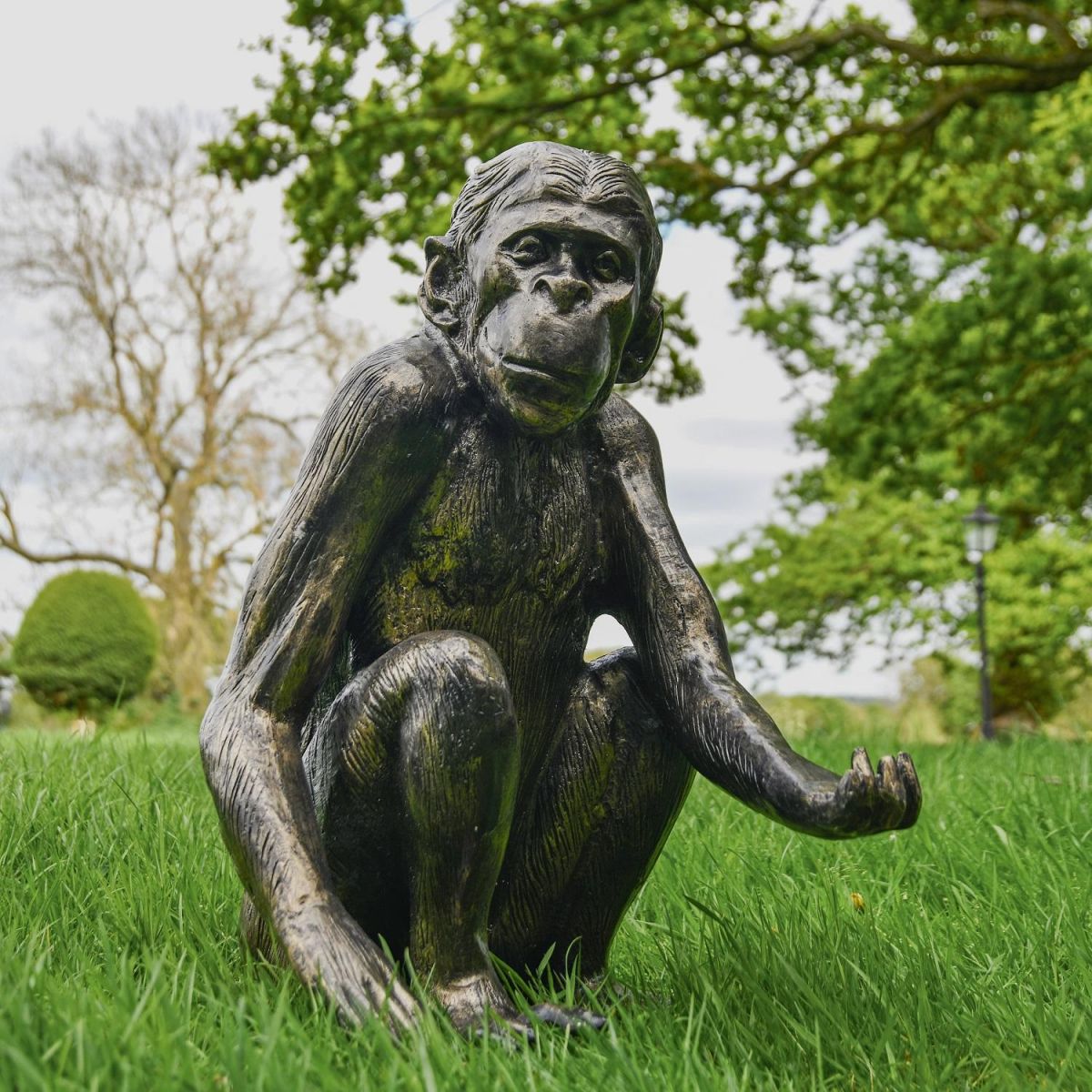 Brushed Gold Sitting Monkey Sculpture